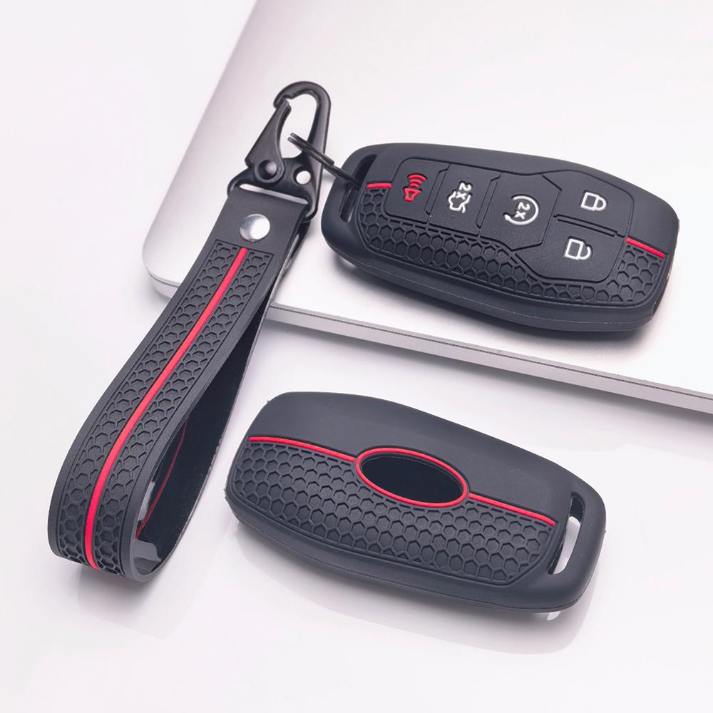 Silicone Key Fob Cover keychain fit Ford F150 F250 F350 F450 F550 Explorer Edge, Fits Ford Escape Focus F150 F250 F350 F450 F550 Explorer Edge Mustang