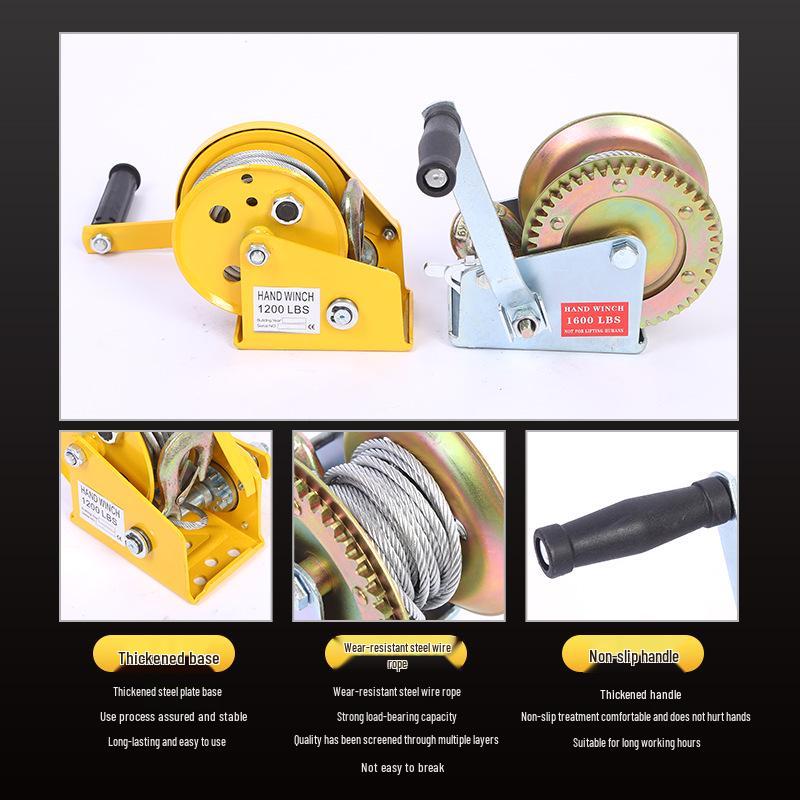 Manual Hand-Operated Winch: Small Household Hoist & Chain Lifter Device