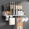 No-Drill Wall-Mounted Kitchen Shelf with Knife Holder and Chopstick Caddy