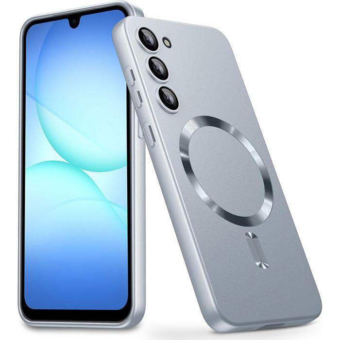 Coque de Protection - BOOLING - pour Samsung Galaxy A17 4G/5G - Silicone Slim avec Anneau Magnétique - Argenté