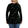 Women's Plus Size Shirt Long Sleeve  Print Top Pleated Casual V-Neck Top