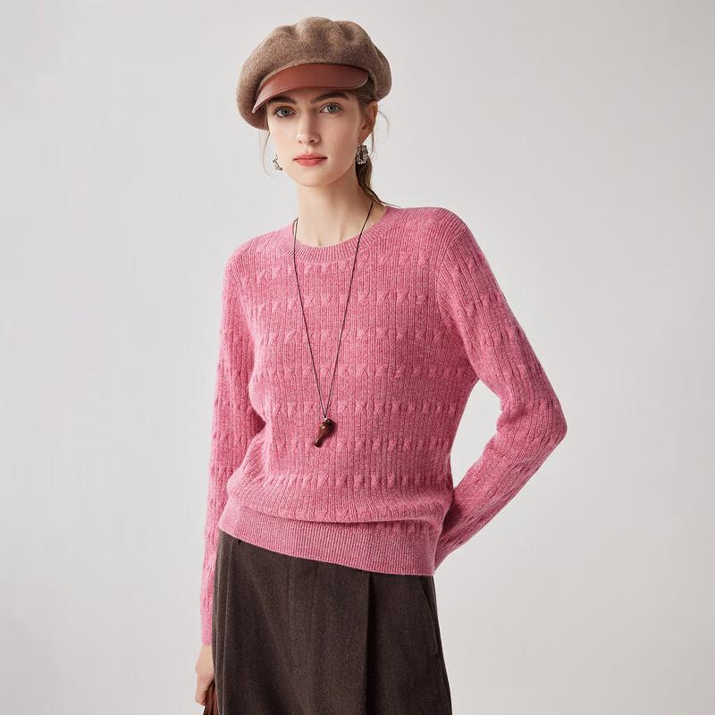 Zhaojun Women's 100% Cashmere Cable-Knit Crewneck Sweater