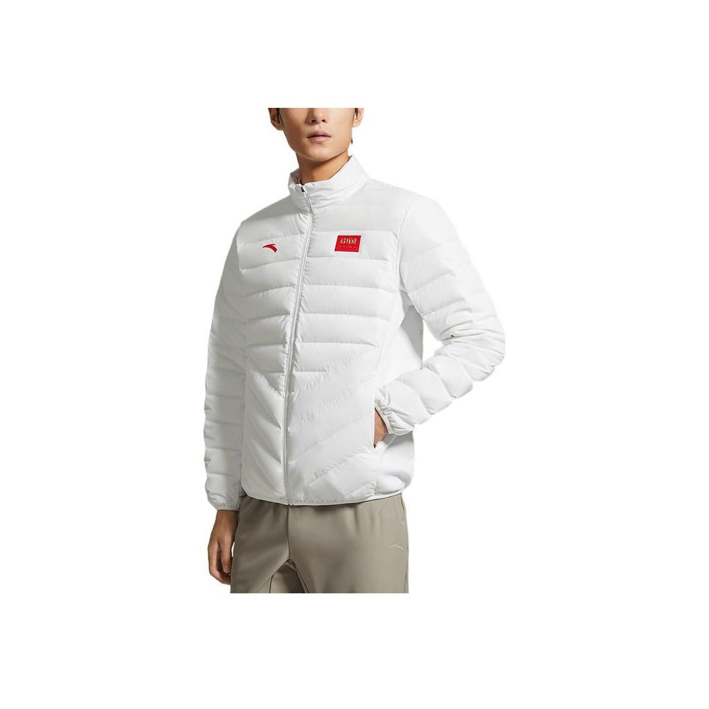 Anta Training Series Logo Print Zipper Down Jacket Men Outerwear White 152247966-1