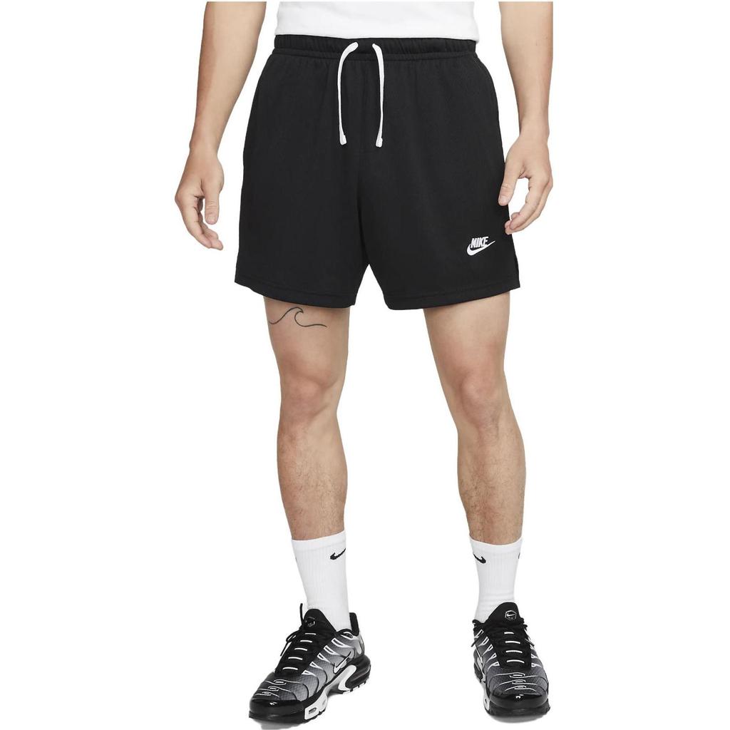 Nike Club Logo Embroidered Mesh Breathable Sports Shorts Men Bottoms Black DX0736-010