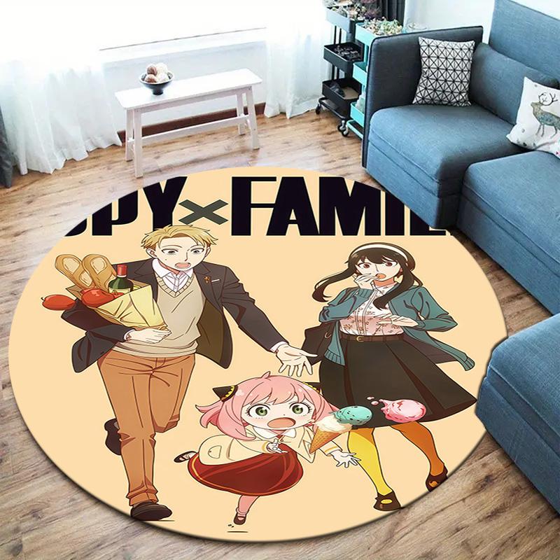 Spyfamily Round Area Rug Carpet Rug For Living Room Bedroom Sofa Playroom Decor Nonslip Floor Mat