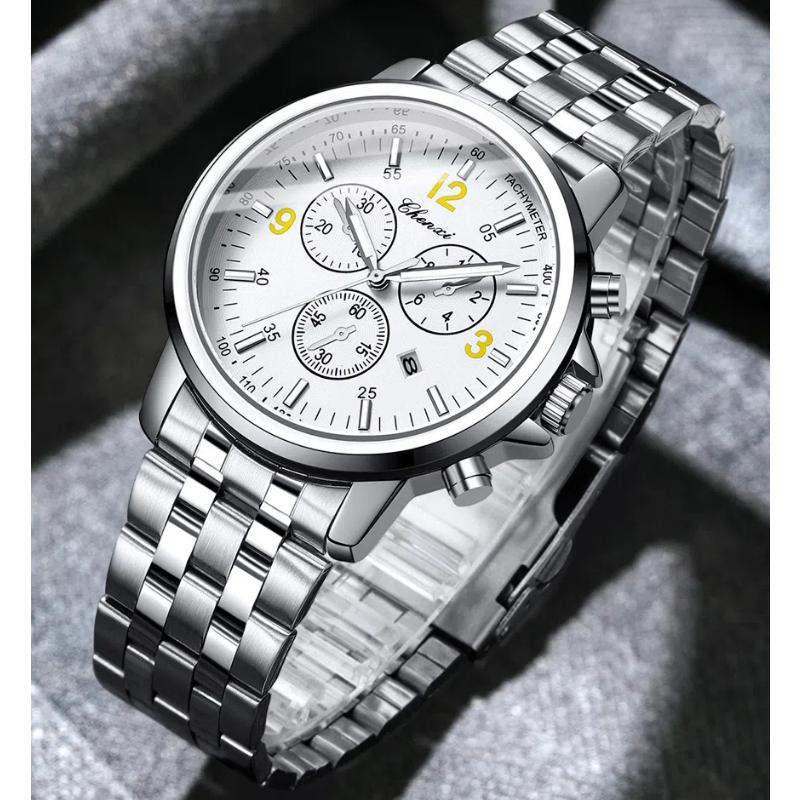 Chenxi Luxus Sportuhr für Herren Wasserdicht Leuchtend Datum Chronograph Herrenuhr Quarz Edelstahl Herrenuhren