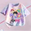 T-shirt Girls Children Tie-dye Fashion Top Girls Cartoon Print Casual Comfortable Clothing Short Sleeve T-shirt