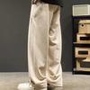 Men Fall Winter Pants Drawstring Elastic Waist Loose Thick Plush Pockets Wide Leg Straight Soft Men Casual Long Sports Trousers Sweatpants