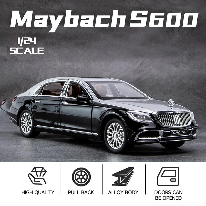 1:24 მასშტაბის Benz S600 შენადნობის ძვირადღირებული მანქანის მოდელი, Diecasts ლითონის სათამაშო მანქანები, მანქანის მოდელი მაღალი სიმულაციური ხმის და მსუბუქი ბავშვების საჩუქარი