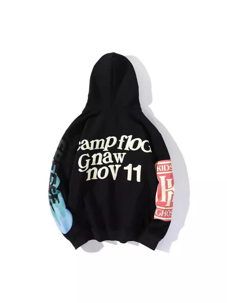 Kanye Unisex Heart Letter Graffiti Hoodie - Plush, Couple Style Sweatshirt