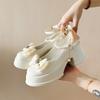 Bow Beaded Women High Heels Shoes Marie Janes Chunky Sandals Designer 2025 Summer Lolita Dress Party New Woman Pumps Zapatos