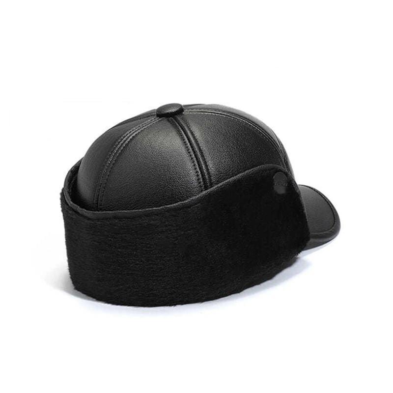 Thickened Cold-Proof and Warm PU Leather Baseball Cap for Middle-Aged and Elderly People (Ear-Protected)