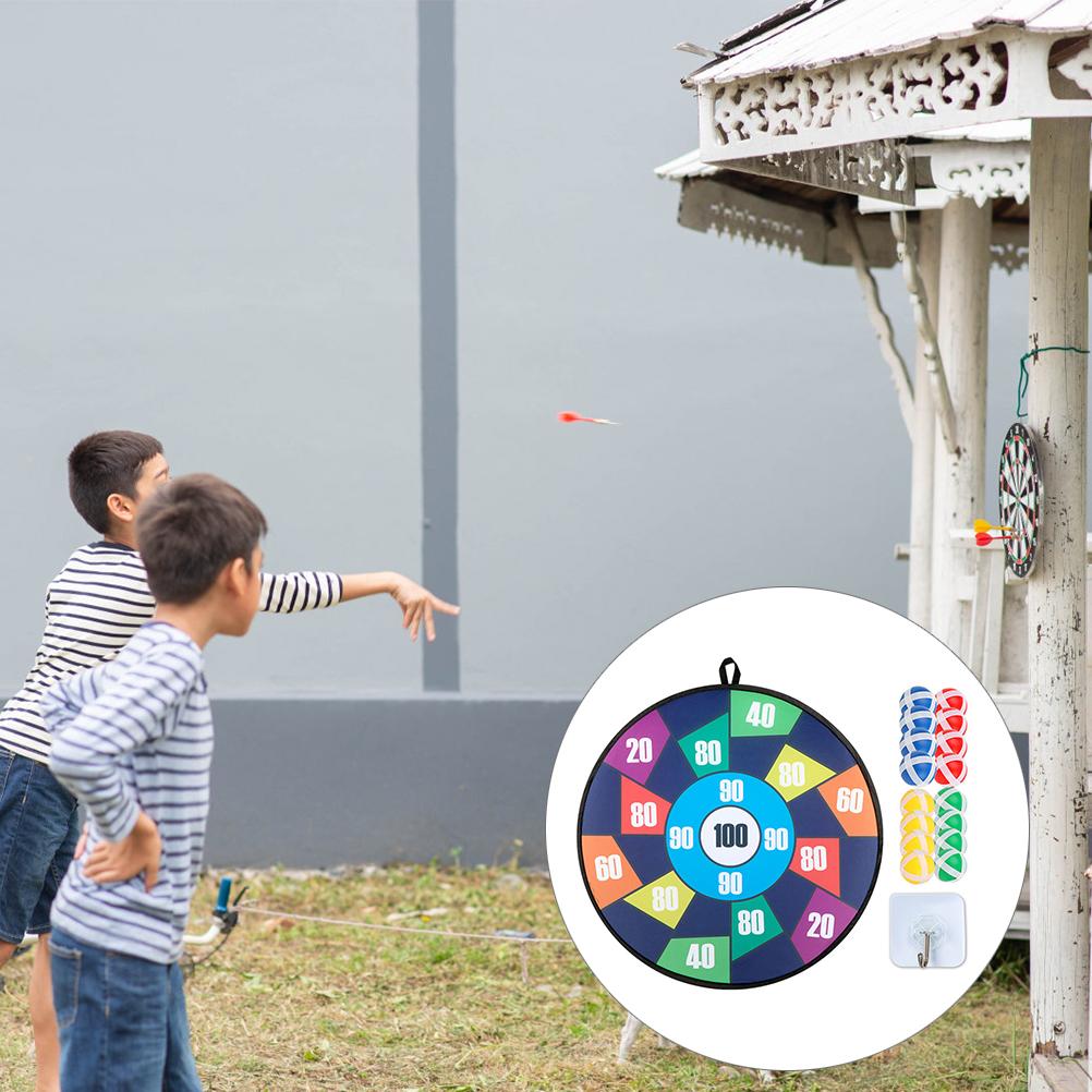 28.7in Kids Foldable Dart Board Game Set Hanging Safe Dartboard Set with 16 Sticky Balls Indoor