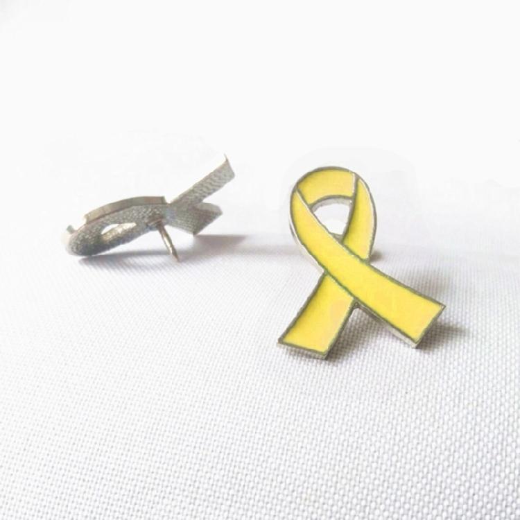 Set of 10 Awareness Pin Yellow Ribbon Shaped Brooches Colorful Lapel Pin Jewelry Stylish Enamel Breastpins for Women