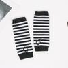 Thin Cosplay Party Cartoon Knitted Fingerless Gloves Half Finger Elasticity Gloves Stripes Mittens