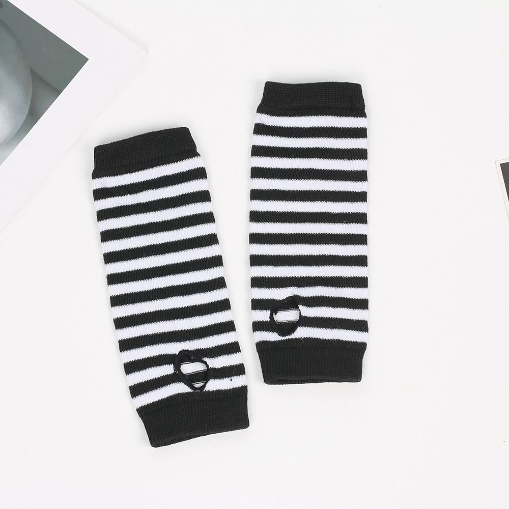 Thin Cosplay Party Cartoon Knitted Fingerless Gloves Half Finger Elasticity Gloves Stripes Mittens