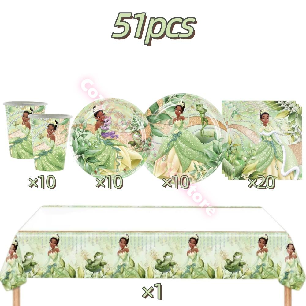 Frog Tiana Princess Party Decoration Set Paper Cup Plate Napkin Balloons Kids Girl Birthday Surprise Gift Baby Shower Photo Prop