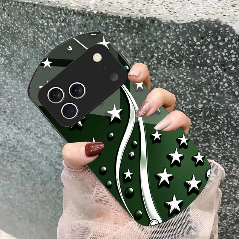 Deep Night with Stars For iPhone 17 16 15 14 Pro 13 Plus 12 mini 11 Pro Max XR X S 7 8 Elliptical Tempered Glass Phone Case