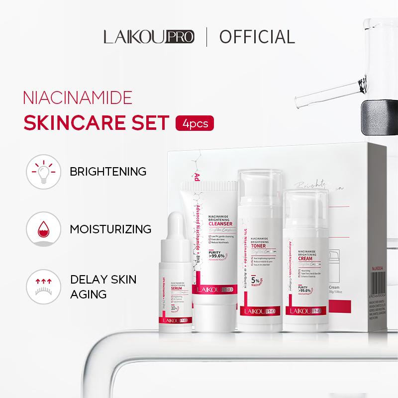 LAIKOU Pro Niacinamide Skincare Set Антивозрастной сывороточный крем Осветляющий тоник для умывания лица Niacinamide Set