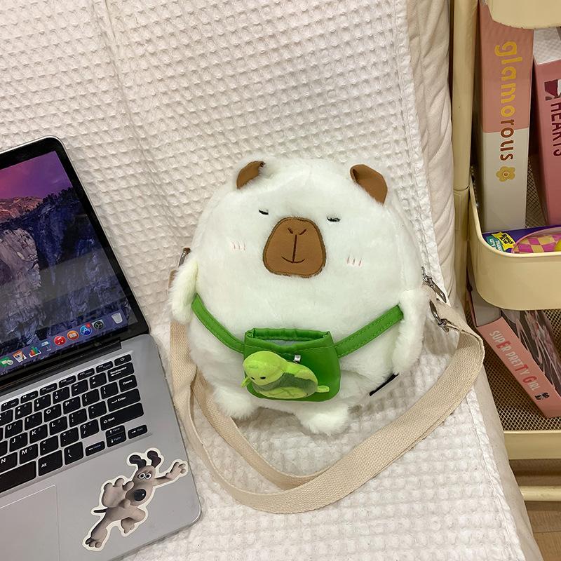Winter New Cute Furry Cartoon Messenger Bag Versatile Capybara Bag Student Mobile Phone Bag