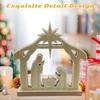 Wooden Nativity Scene Sets Hand Painted Holy Family Figure Religious Christmas Decoration for Table Centerpiece Home Jesus Offi
