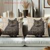 2D Flat Printing Gray Cat Patterned Cushion Covers for Home Decor Polyester Pillowcase Sofa Decorative Cushion Cover