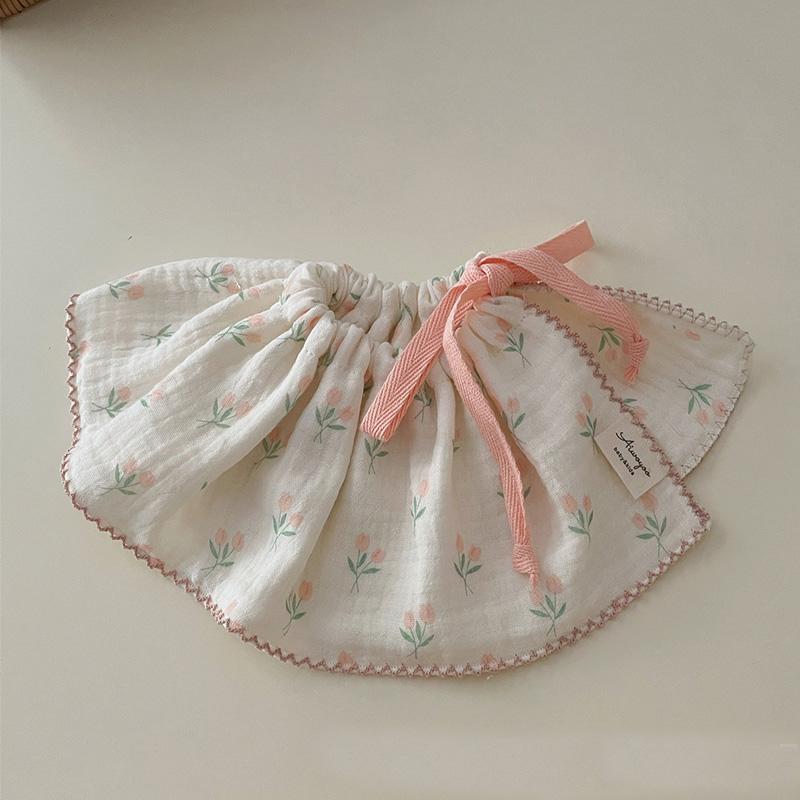 4Layers Cotton Gauze Baby Bibs Toddlers Newborns Printing Ruffle Feeding Burp Cloths Apron Baby Saliva Towel Drool Bib