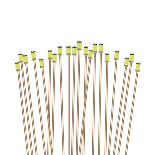 Miniature SMD 0603 Chip LEDs, White, 20-Pack, with 0.1mm Copper Wire, for Model Trains, Railways, Buildings, and Dioramas