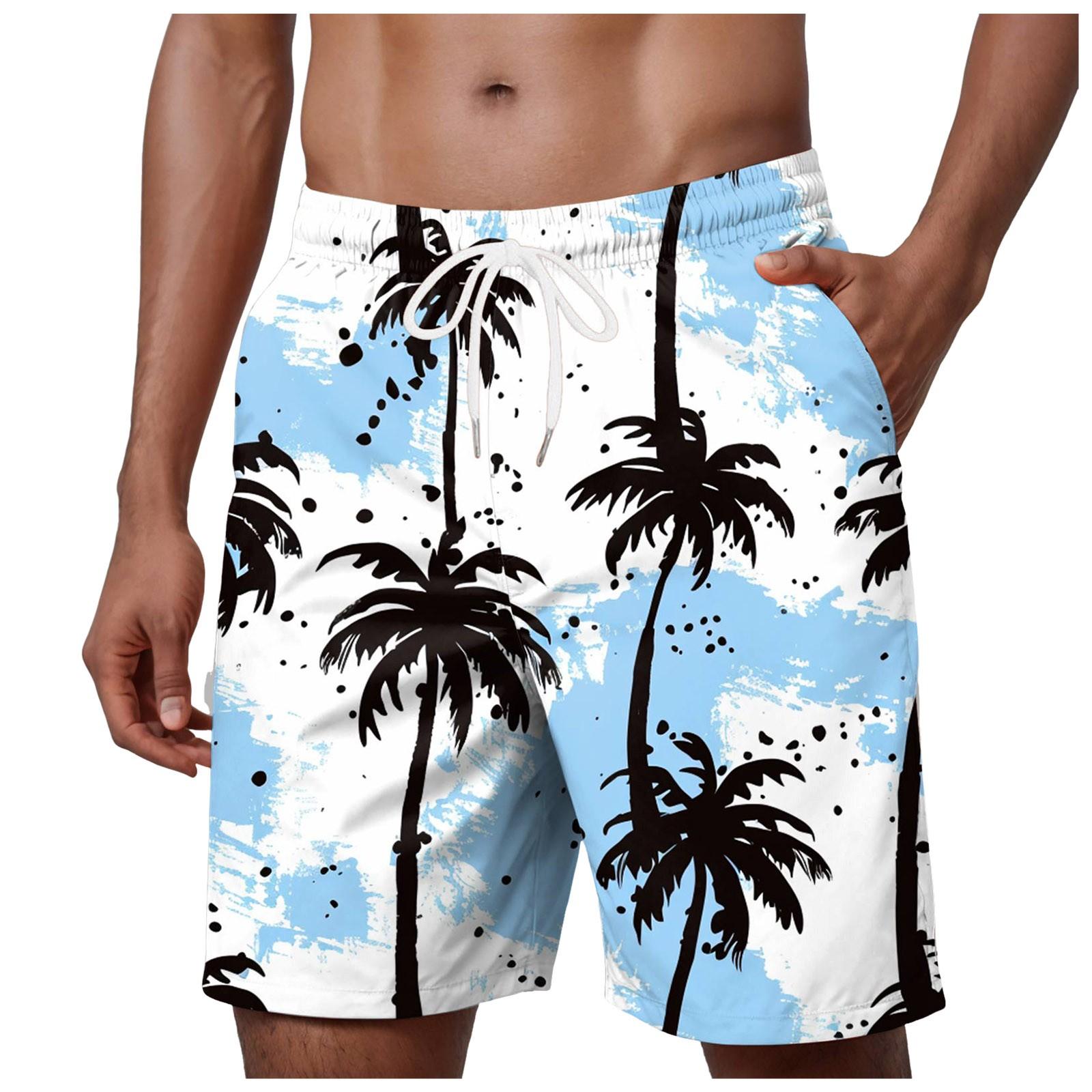 Men Shorts Long Men Shorts Comfortable Breathable Beach Shorts Stylish Beach Print Men Shorts Elastic Plaid Shorts Men XL