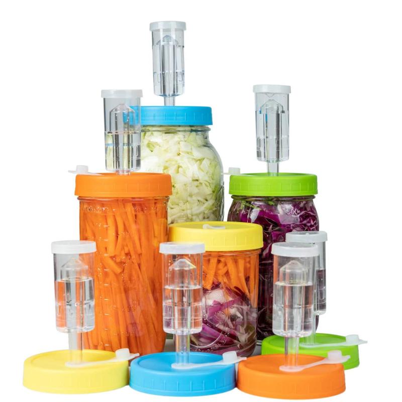 Waterless Fermenting Airlock Lids Covers With One-Way Exhaust Valves For Wide Mouth Mason Jar Sealed Lid Kitchen Supplies