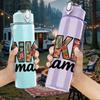 1PC Inked Mama Retro Bold Letter Print 750ml Color Plastic Sports Water Bottle Leakproof Flip Straw Lid Suitable for Sports Office Home Use