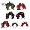 Pumpkin Witch Headband Halloween Floral Headband, Handmade 3D Shape Widened Fit Photogenic For Women Hair Hoop, Non-Slip with Decoration