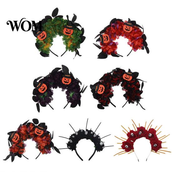 Pumpkin Witch Headband Halloween Floral Headband, Handmade 3D Shape Widened Fit Photogenic For Women Hair Hoop, Non-Slip with Decoration
