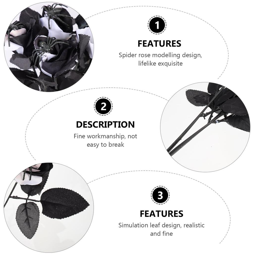 5 Pcs Artificial Flower Decoration Room Halloween Window Decorations Spiders Fake Flowers for Rose