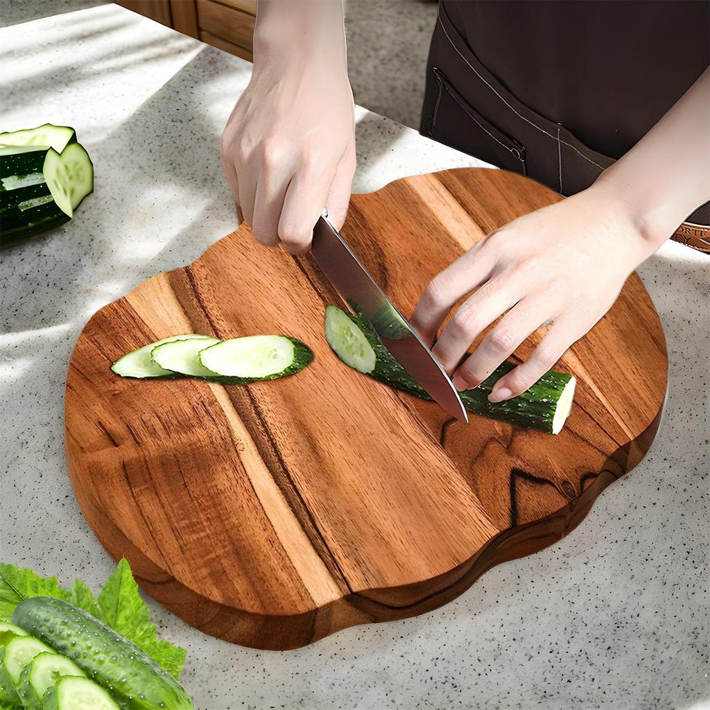 Pumpkin Shaped Cutting Board Wooden Serving Platter Halloween Decoration Meat Chopping Board Fruit Bread Steak Cheese Board