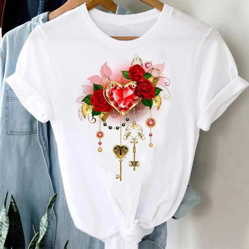 Woman Plus Size Tops Oversized T Shirt Aesthetic Clothes Summer Burst Cute Cartoon Butterfly Trend Letter Print Top T-shirt