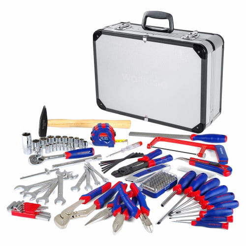 WORKPRO Home Tool Set, Tool Set, 119 Pieces, Home DIY, DIY, Furniture Assembly, Home Maintenance, Motorcycle, Car, Maintenance Tool Set, Aluminum Case