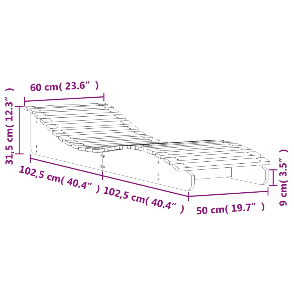 Sun Lounger 205 X 60 X 31.5 Cm Solid Douglas Fir Wood
