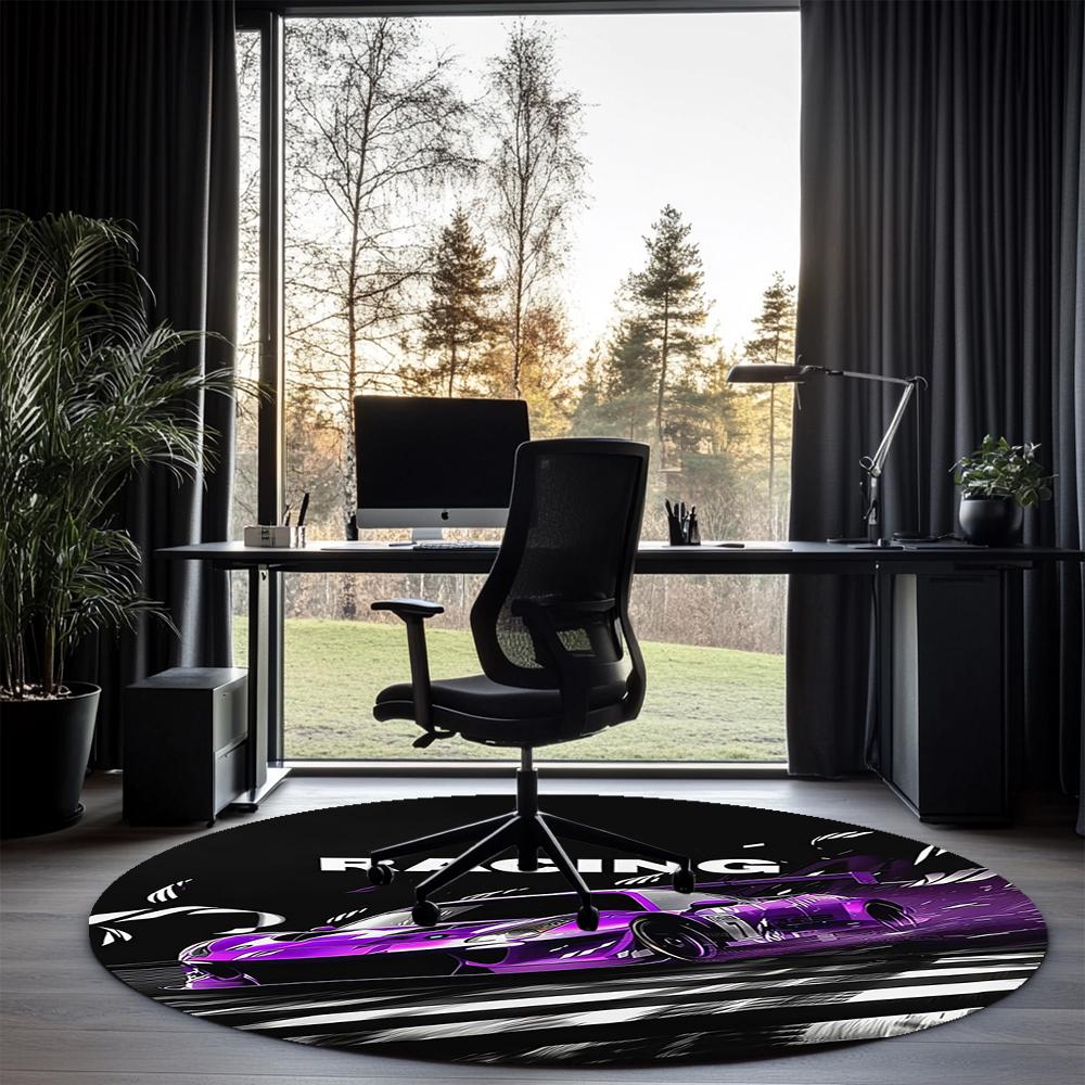 Racing Printed Round Rug Carpet Chair Rug Area Rug Entryway Doormats,for Office Chair Living Room Bedroom Kitchen Room.