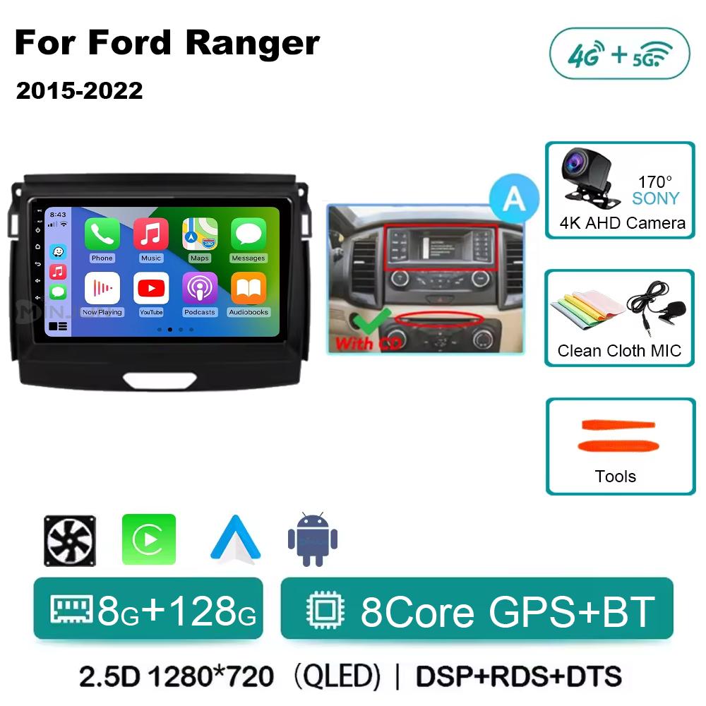 Android 14 Car Radio Stereo Screen For Ford Ranger 2015 2016 2017 2018 2019-2022 Qualcomm Multimedia Carplay Autoradio Head unit