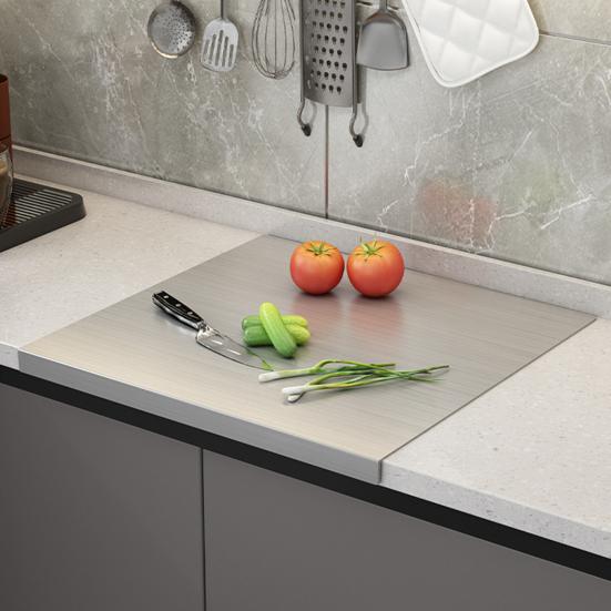 Stainless Steel Cutting Board Heavy Duty Large Chopping Board Dishwasher Safe Kitchen Tools for Meat Vegetables Baking