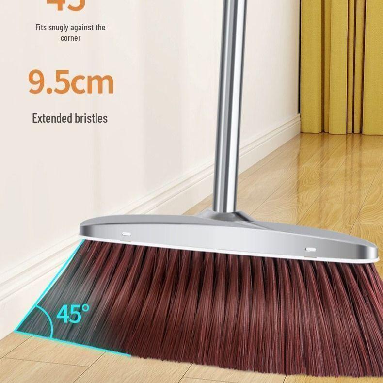 Stainless Steel Dustpan and Broom Set - Two-Piece Household Cleaning Set
