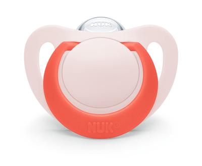 NUK Nook Star for Promotes Beautiful Premium Includes Disinfectant Makes a Great Baby Gift Pacifier, Red, 18-24 Months, Teething, Model, Silicone,