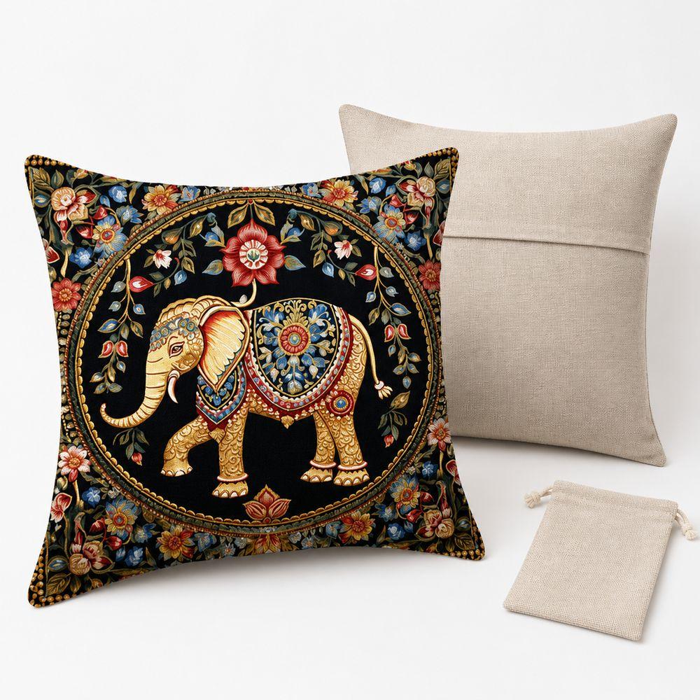 Floral Print Elephant Cushion Cover Vintage Pattern Throw Pillow Cover Sofa Decoration