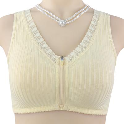 Bonnets en coton doux Sous-vêtements pour femmes d'âge moyen et âgées Fermeture éclair sur le devant Bonnet fixe sans anneau en acier Type de gilet Soutien-gorge grande taille