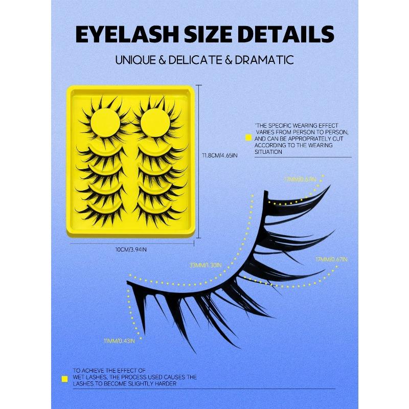 6 Pairs Wet Fox Eye Lashes False Eyelashes Cosplay Fake Lashes Dramatic Eyelashes Wet Eyelashes Extensions Makeup Tool