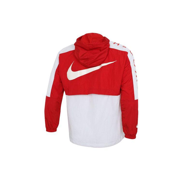 Nike Sport Splice Large Hook Hooded Logo Jacket Men Jackets Red White DJ4131-657