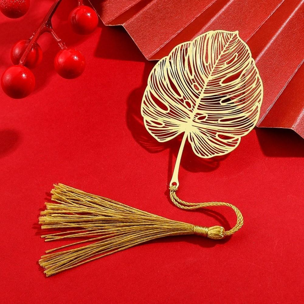 Sunflower Pattern Hollow Tassel Book Markers Leaf Chinese Style Bookmark  Book Marking