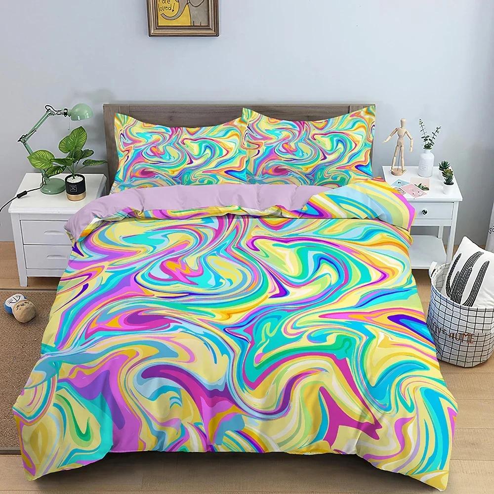 3D Duvet Cover Set Marble Texture Comfortable Duvet Quilt Cover Pillowcase Bedding Set Children Bedroom Decoration Home Textile