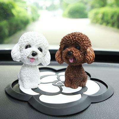 Niedlicher nickender Welpe Kopfschüttelnder Hund Auto Innenraum Armaturenbrett Ornament Vinylharz Auto Schaukelspielzeug Autodekorationszubehör